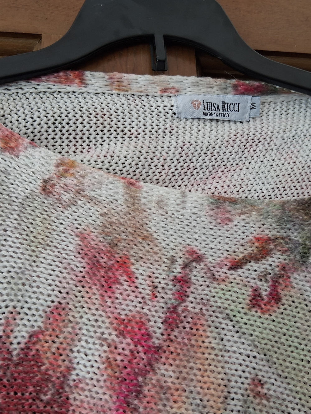 Lightweight Floral Knit Poncho Sweater - White & Pink - Picture 3 of 6